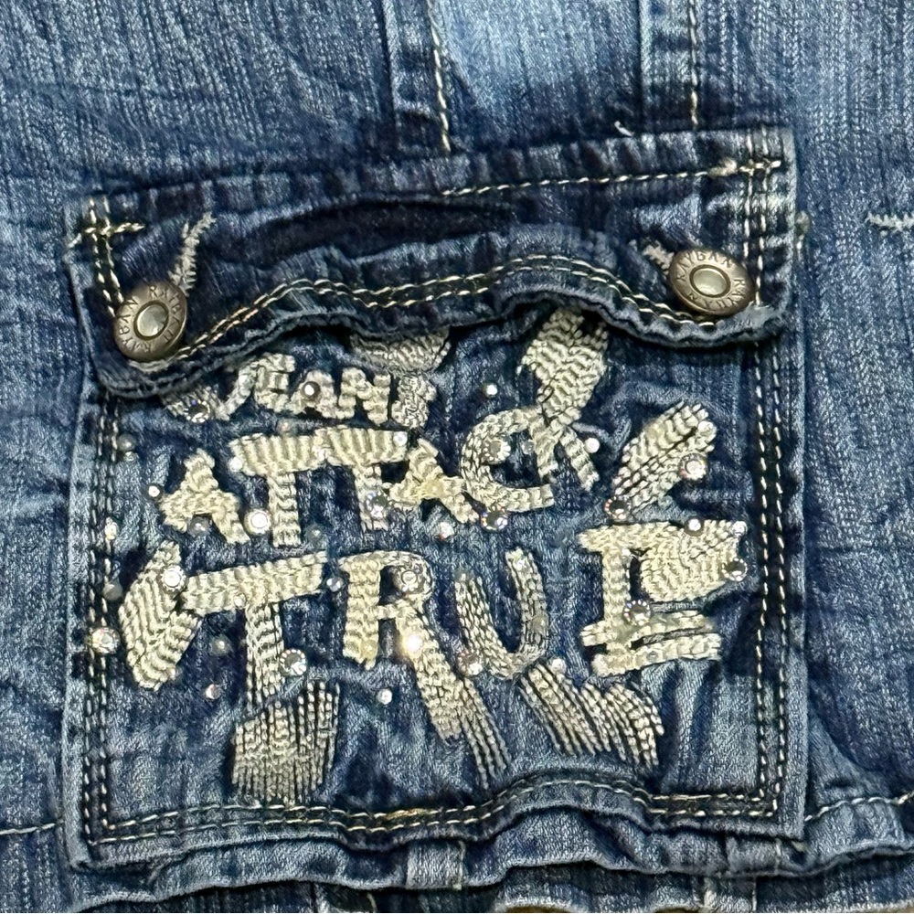 🧥🕺 RAYBAN x LUJ Y2K‎ Blue Denim Jean Jacket | EU Club Scene Sz 4 - Picture 7 of 12